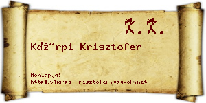 Kárpi Krisztofer névjegykártya